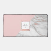 Imitate Rose Gold Foil Marmorplatte Rosa MONOGRAM Schreibtischunterlage (Vorderseite)