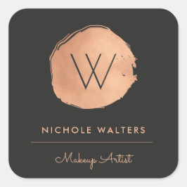 Imitate Rose Gold Foil Monogram Business Labels Quadratischer Aufkleber