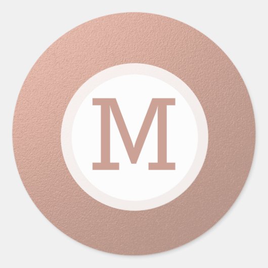 Imitate Rose Gold Foil Monogram Erstmaliges Siegel Runder Aufkleber (Vorderseite)