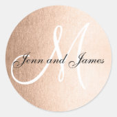 Imitate Rose Gold Foil Schwarze Gastgeschenk Hochz Runder Aufkleber (Vorderseite)