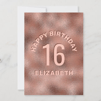 Imitate Rose Gold Foil Texture Happy Birthday & Ag