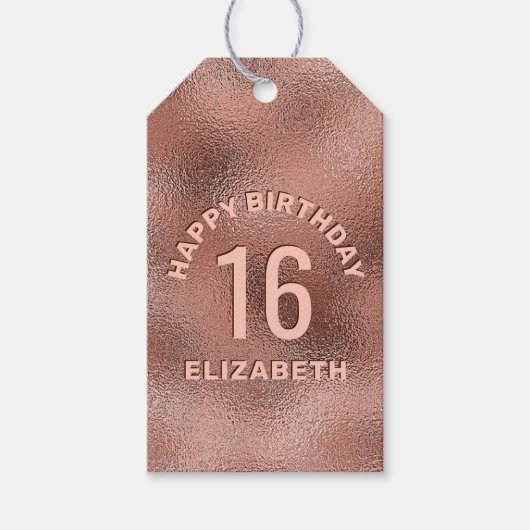 Imitate Rose Gold Foil Texture Happy Birthday & Ag Geschenkanhänger (Vorderseite)