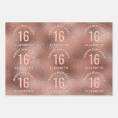 Imitate Rose Gold Foil Texture Happy Birthday & Ag Geschenkpapier Set (Vorderseite 2)