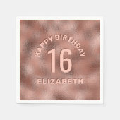 Imitate Rose Gold Foil Texture Happy Birthday & Ag Serviette (Vorderseite)