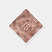 Imitate Rose Gold Foil Texture Happy Birthday & Ag Serviette (Ecke)