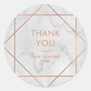 Imitate Rose Gold Geometric auf Marmor Vielen Da Runder Aufkleber