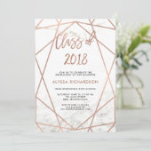 Imitate Rose Gold Geometric | Marble Graduation Pa Einladung (Stehend Vorderseite)