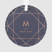 Imitate Rose Gold Geometrie auf Midnight Blue Ornament (Rückseite)