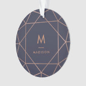 Imitate Rose Gold Geometrie auf Midnight Blue Ornament (Vorderseite)