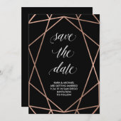 Imitate Rose Gold Geometrie auf schwarz | Save The Save The Date (Vorne/Hinten)