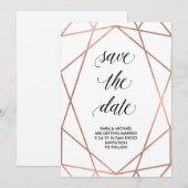 Imitate Rose Gold Geometrie auf Weiß | Save The Da Date (Vorne/Hinten)