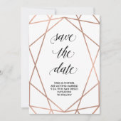 Imitate Rose Gold Geometrie auf Weiß | Save The Da Save The Date (Vorderseite)