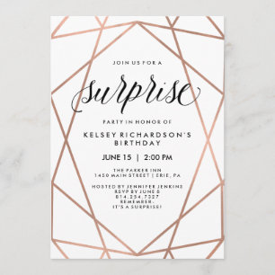 Imitate Rose Gold Geometrische Linien Party Einladung