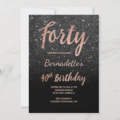Imitate Rose Gold Glitzer 40. Geburtstag Einladung (Vorderseite)