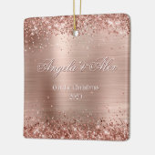 Imitate Rose Gold Glitzer Bürstenhaltiges Foto Keramikornament (Links)