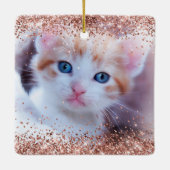 Imitate Rose Gold Glitzer Bürstenhaltiges Foto Keramikornament (Rückseite)