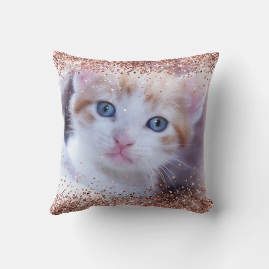 Imitate Rose Gold Glitzer Bürstenhaltiges Foto Kissen (Rückseite)