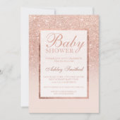 Imitate Rose Gold Glitzer elegante Babydusche Einladung (Vorderseite)