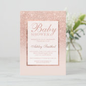 Imitate Rose Gold Glitzer elegante Babydusche Einladung (Stehend Vorderseite)