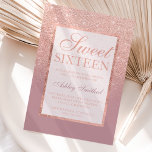 Imitate Rose Gold Glitzer elegante staubige Rose S Einladung<br><div class="desc">Moderne, hübsche, schicke und elegante Imitate Rose Gold Glitzer Dusche ombre mit staubigen Rose Farbe Block Sweet 16 Geburtstagsfeier Einladung mit Rose vergoldeten ombre Muster verblassen auf einem staubigen Rose Hintergrund mit elegantem goldenen Rahmen Perfekt für eine Prinzessin 16 . Geburtstag, perfekt für sie, die modische Liebe moderne Muster und...</div>