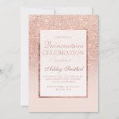 Imitate Rose Gold Glitzer eleganter Chic Quinceañe Einladung (Vorderseite)