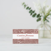 Imitate Rose Gold Glitzer Eventplaner Girl Chic Visitenkarte (Stehend Vorderseite)