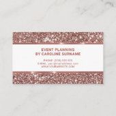 Imitate Rose Gold Glitzer Eventplaner Girl Chic Visitenkarte (Rückseite)