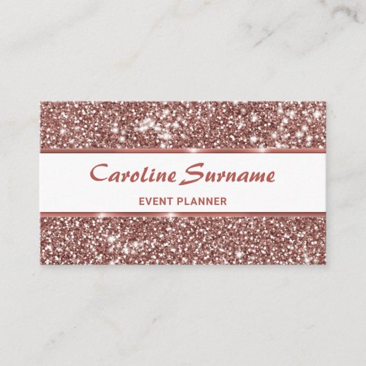 Imitate Rose Gold Glitzer Eventplaner Girl Chic Visitenkarte (Vorderseite)