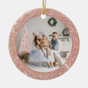 Imitate Rose Gold Glitzer Familienfeiertag Foto We Keramik Ornament