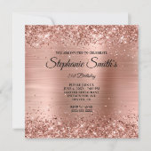 Imitate Rose Gold Glitzer Foil Monogram 21. Geburt Einladung (Vorderseite)