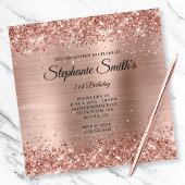 Imitate Rose Gold Glitzer Foil Monogram 21. Geburt Einladung