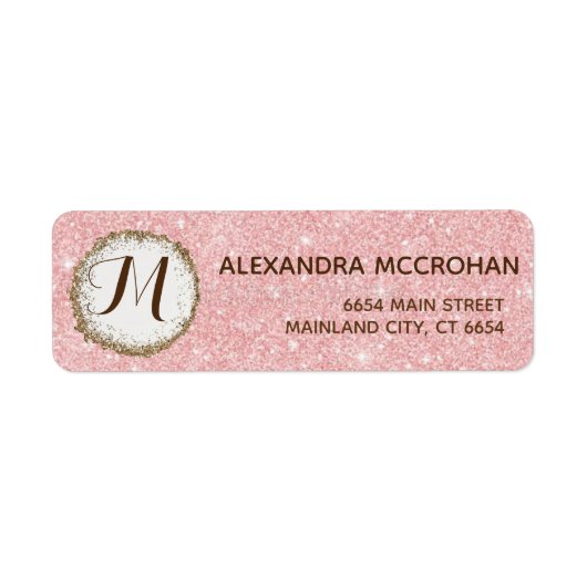Imitate Rose Gold Glitzer Foil Rosa Rücksendeadres (Vorne)