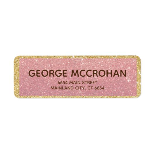 Imitate Rose Gold Glitzer Foil Rosa Rücksendeadres (Vorne)