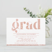Imitate Rose Gold Glitzer Graduation Party Einladu Einladung (Stehend Vorderseite)