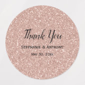 Imitate Rose Gold Glitzer Hochzeit Vielen Dank Etiketten (Design 2)