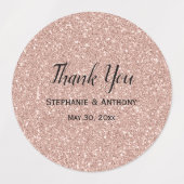 Imitate Rose Gold Glitzer Hochzeit Vielen Dank Etiketten (Design 1)