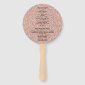 Imitate Rose Gold Glitzer Hochzeit Willkommen Fächer (Rückseite)