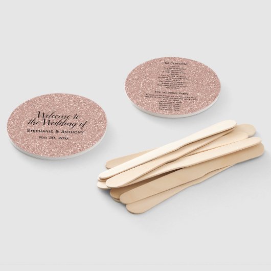 Imitate Rose Gold Glitzer Hochzeit Willkommen Fächer (Non-assembled)