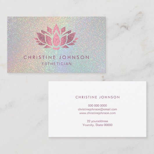 Imitate Rose Gold Glitzer Lotus Blume Visitenkarte (Vorne/Hinten)
