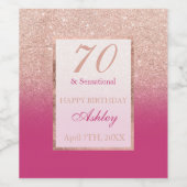 Imitate Rose Gold Glitzer magenta chic 70 sensatio Weinetikett (Einzelnes Label)