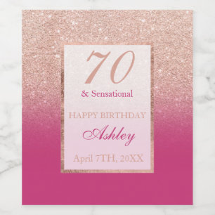 Imitate Rose Gold Glitzer magenta chic 70 sensatio Weinetikett