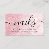 Imitate Rose Gold Glitzer Marmornägel Schwarz Visitenkarte (Vorderseite)
