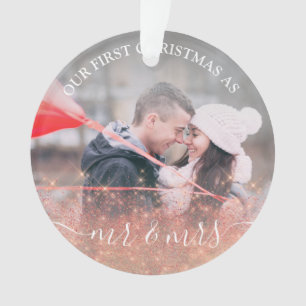 Imitate Rose Gold Glitzer & Mrs Custom Foto Ornament