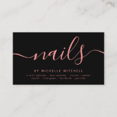 Imitate Rose Gold Glitzer Nageltechniker Schwarz  Visitenkarte (Vorderseite)
