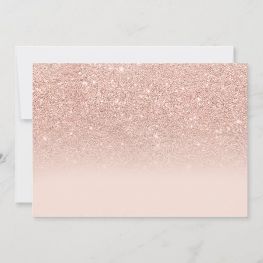 Imitate Rose Gold Glitzer ombre Foto ersten Geburt Einladung (Rückseite)