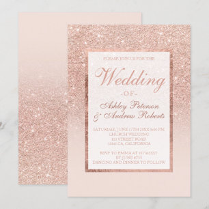Imitate Rose Gold Glitzer Rahmen elegante Hochzeit Einladung