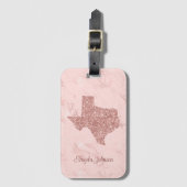 Imitate Rose Gold Glitzer Texas Marmor Gepäckanhänger (Vorderseite Vertikal)