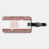 Imitate Rose Gold Glitzer Textur Look & Custom Tex Gepäckanhänger (Rückseite horizontal)