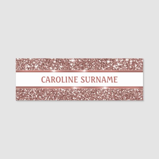 Imitate Rose Gold Glitzer Textur Look & Custom Tex Namensschild (Vorderseite)