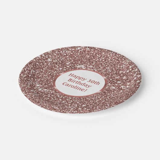 Imitate Rose Gold Glitzer Textur Look & Custom Tex Pappteller (Schrägansicht)